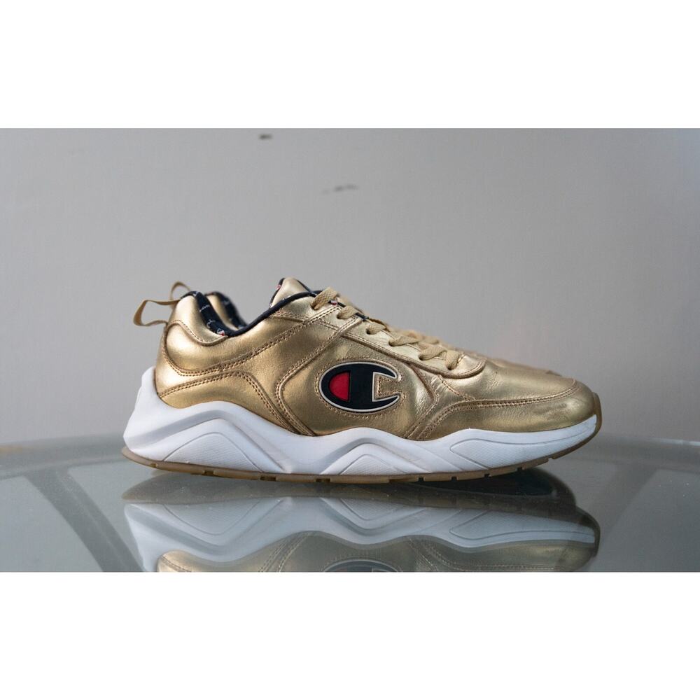 Champion 93Eighteen Metallic/Gold Leather Sneaker Shoes Size 11M Nice USA Rare